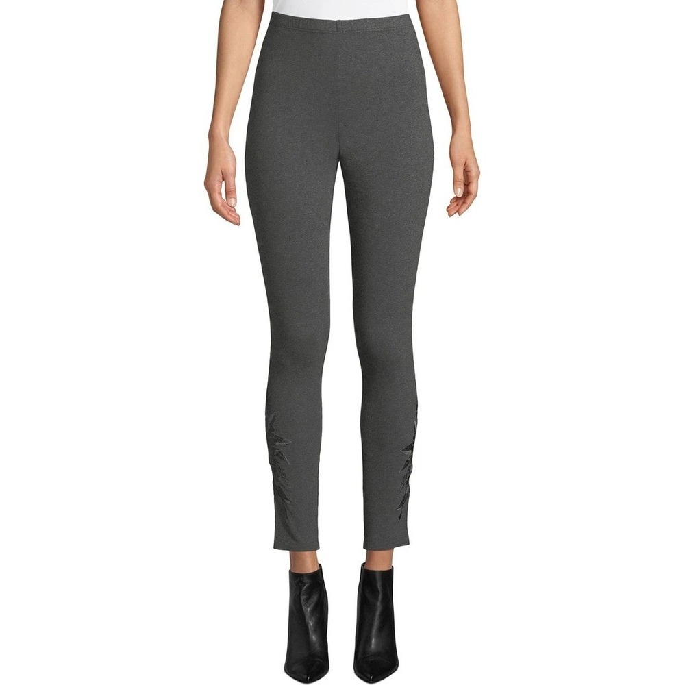 JW Los‎ Angeles Darielle Charcoal Gray Embroidered Leggings Pants Women's Size S
